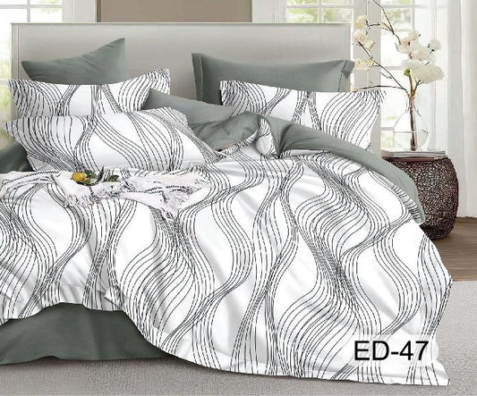 Lenjerie Bumbac Fin Superior, 7 Piese, cu 2 Cearceafuri de Pat-D8104