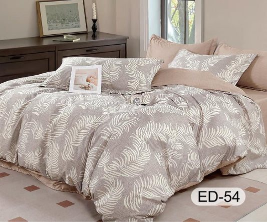 Lenjerie Bumbac Fin Superior, 7 Piese, cu 2 Cearceafuri de Pat, Ferigi-D8119