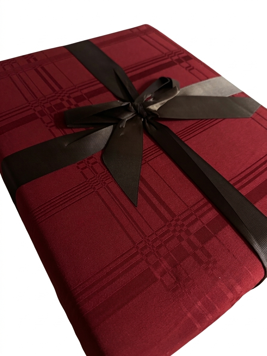 Lenjerie Luxury din Jacquard Premium De Lux, 6 Piese, Burgundy-CF10568