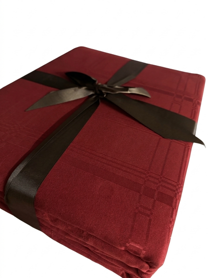 Lenjerie Luxury din Jacquard Premium De Lux, 6 Piese, Burgundy-CF10568