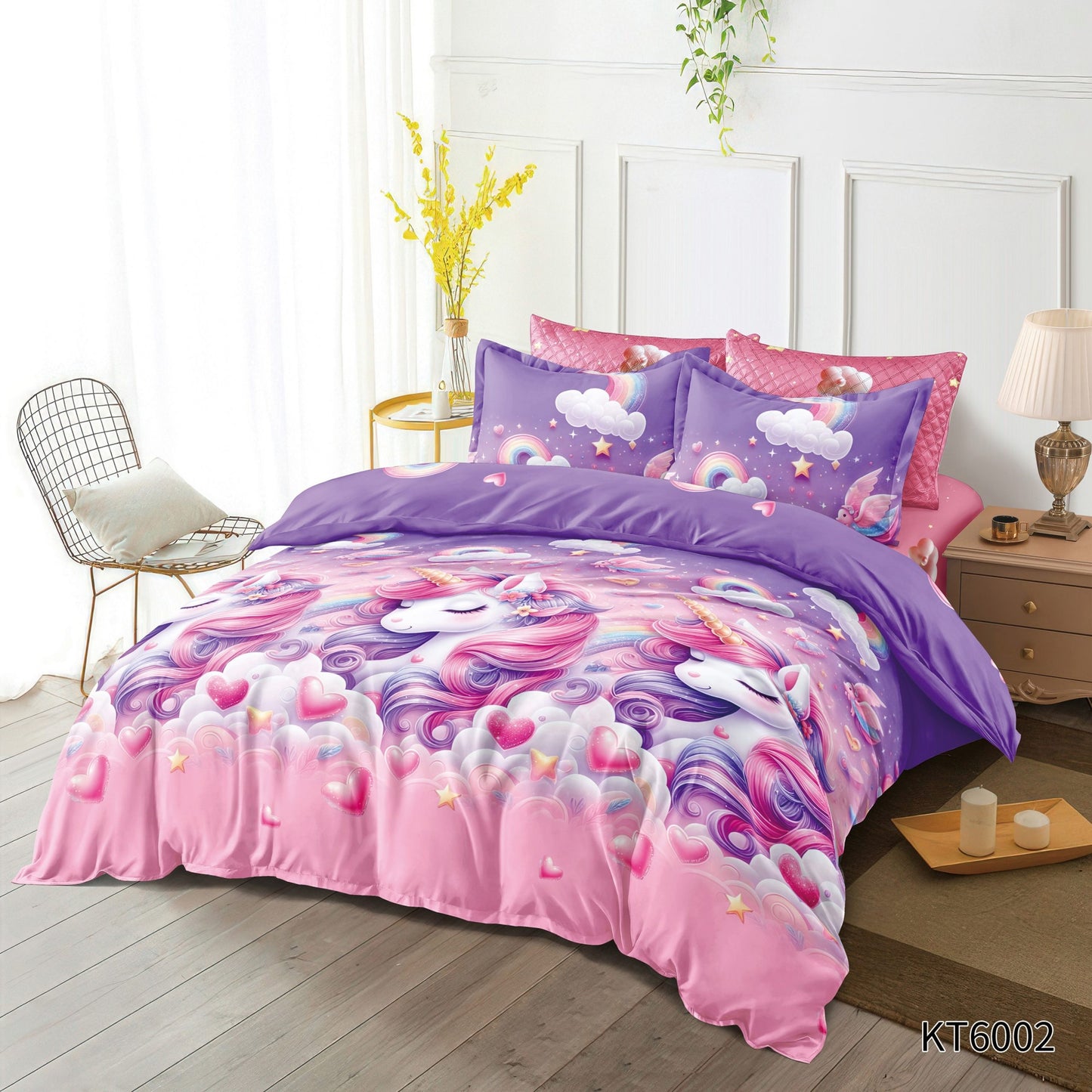 Lenjerie Finet 6 Piese, cu Elastic, Imprimeu Animat 3D, Unicorni-P8771