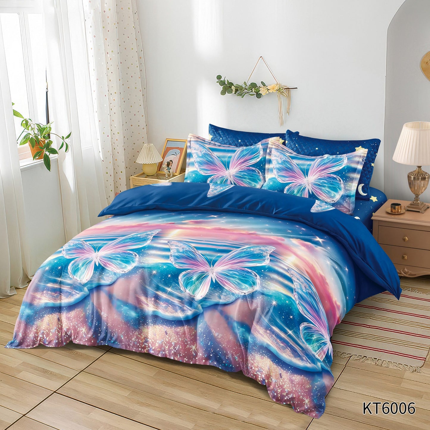 Lenjerie Finet 6 Piese, cu Elastic, Imprimeu Animat 3D, Fluturi-P8773