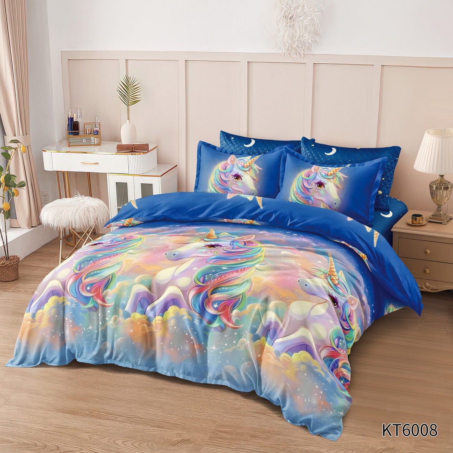 Lenjerie Finet 6 Piese, cu Elastic, Imprimeu Animat 3D, Unicorni-P8775