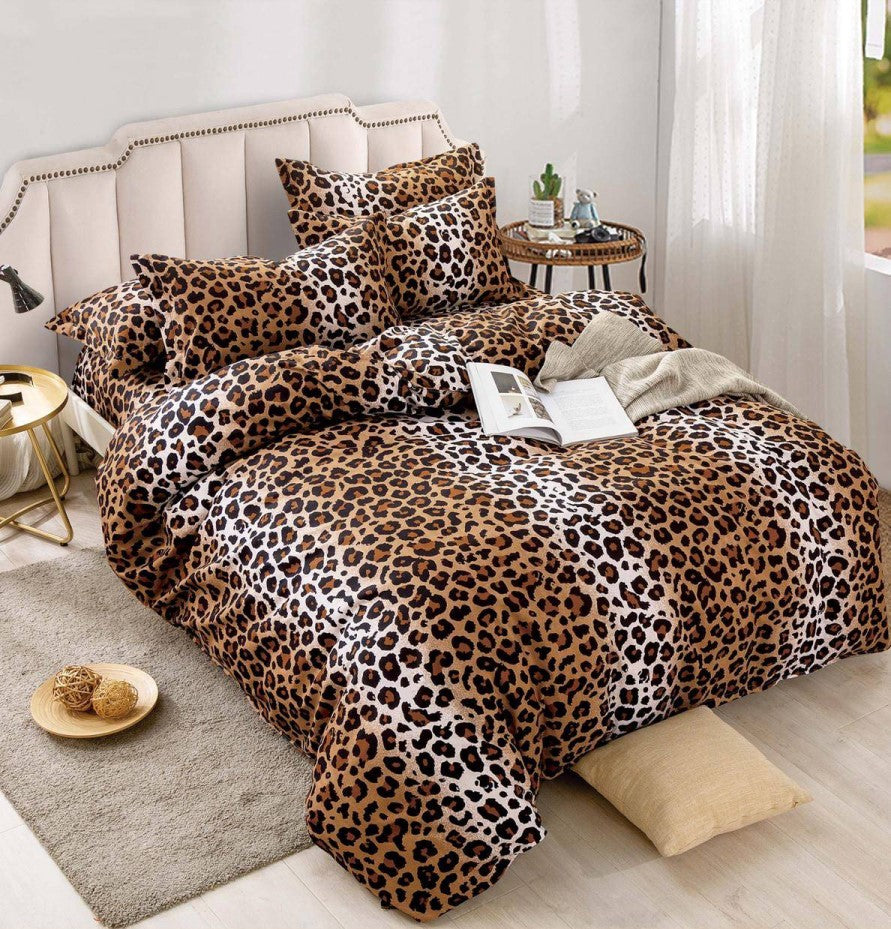 Lenjerie Pat Dublu din Finet, 6 Piese, cu Elastic, Animal Print-C8686