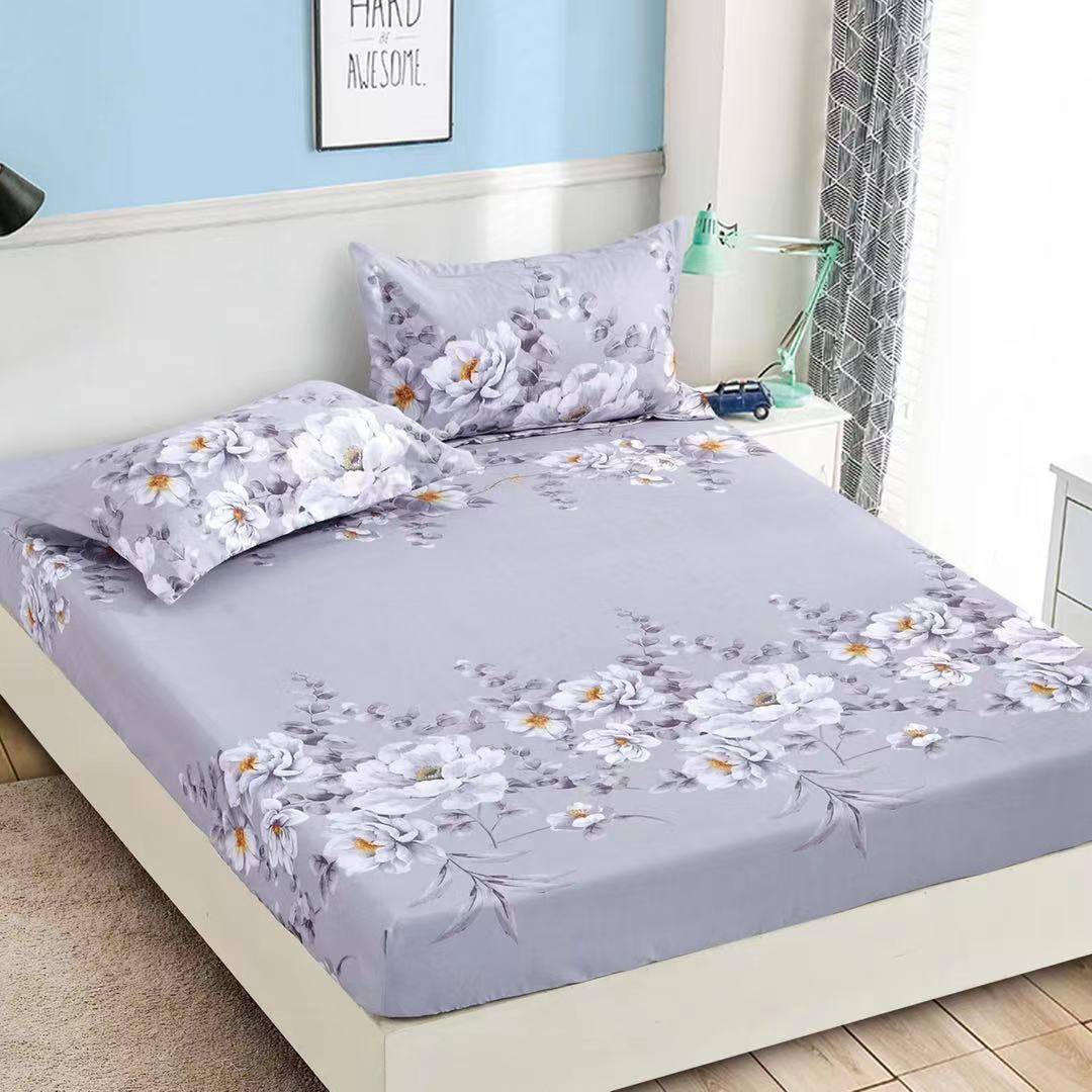 Husa de Pat cu Elastic, Din Finet, 180x200cm+2 fete de perna, Flori-C8762