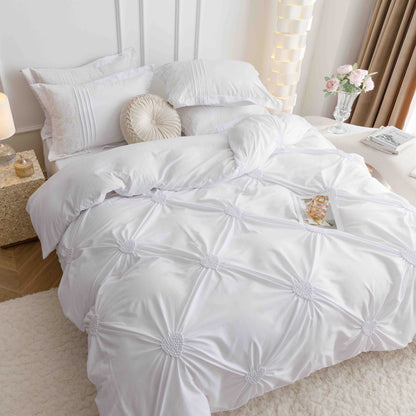 Lenjerie Bumbac Finetat Premium, Soft Touch, 6 Piese, cu Inimi Brodate, Alb-C9598