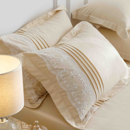 Lenjerie Bumbac Finetat Premium, Soft Touch, 6 Piese, cu Inimi Brodate, Crem-C9600