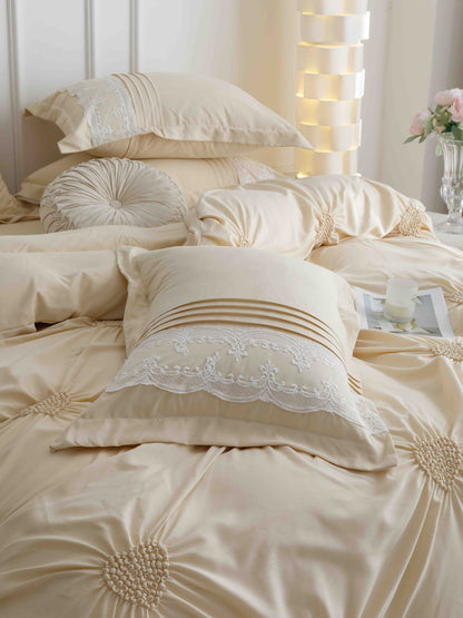 Lenjerie Bumbac Finetat Premium, Soft Touch, 6 Piese, cu Inimi Brodate, Crem-C9600