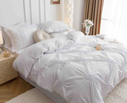 Lenjerie Bumbac Finetat Premium, Soft Touch, 6 Piese, cu Inimi Brodate, Alb-C9598