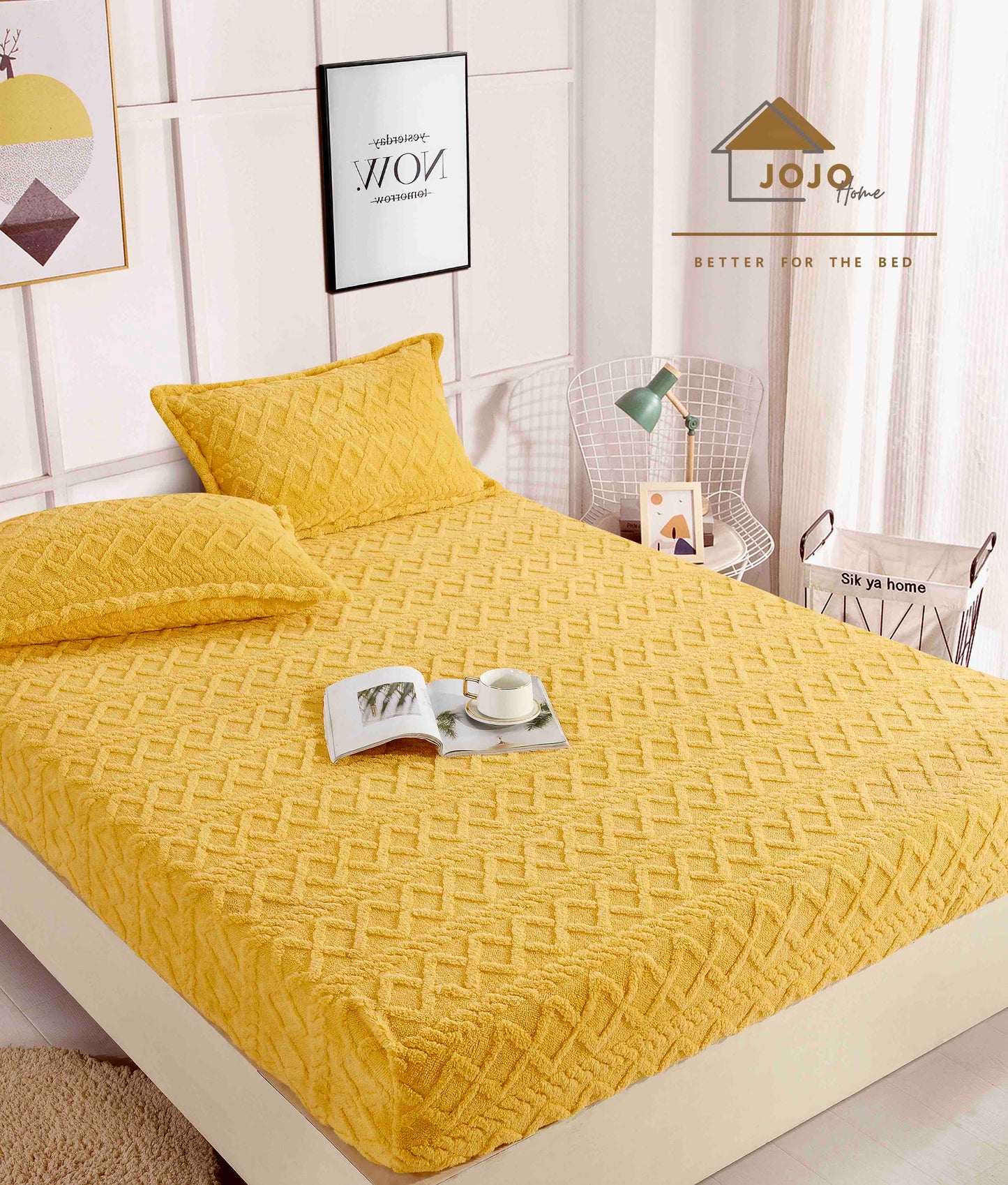 Husa Cocolino tip Tricot, cu Elastic+2 Fete de Perna, Galben-C9187