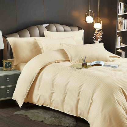 Lenjerie Bumbac Damasc Deluxe, 6 Piese, Crem-C5057