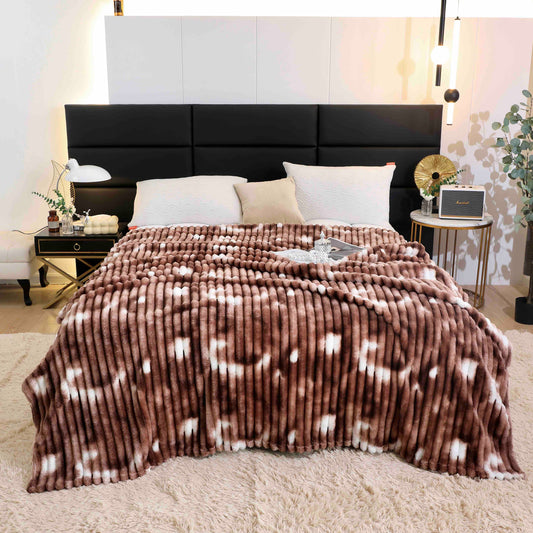 Patura Pufoasa Cocolino 200x230cm, Model Dungat, Maro/Alb-C10443