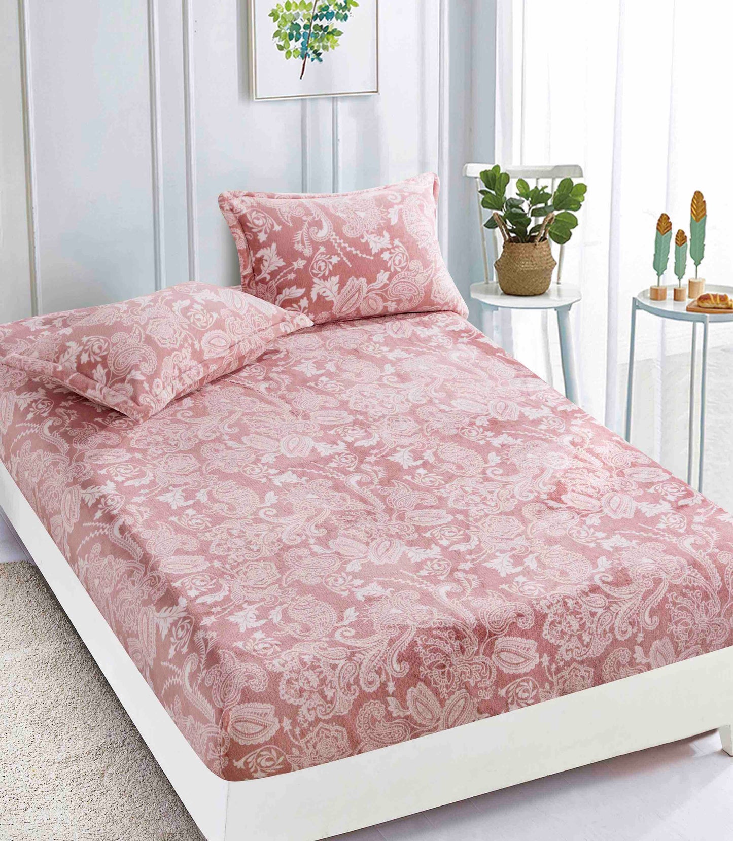 Husa Cocolino cu Elastic+2 Fete de Perna, Roz/Royal-C9194