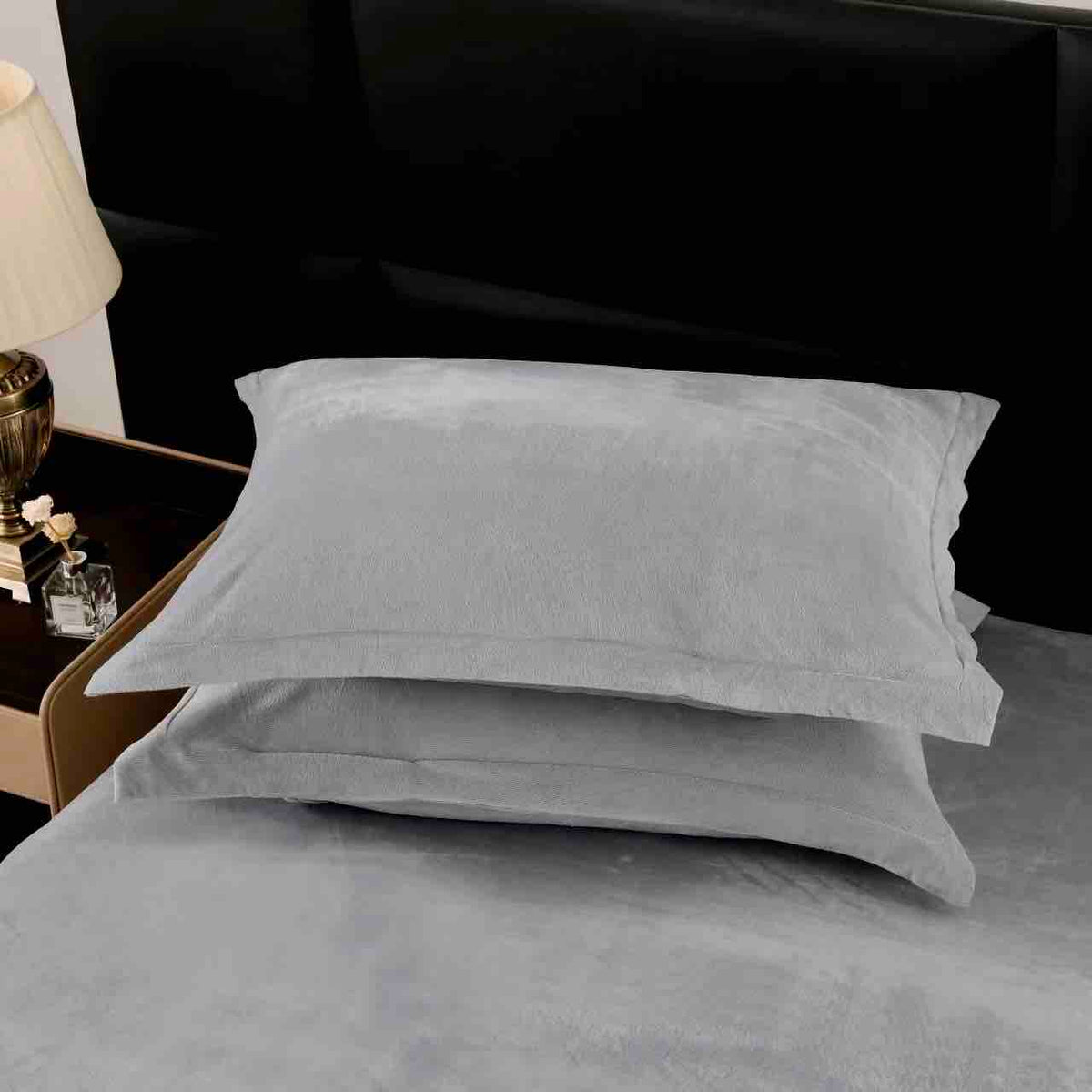 Lenjerie Luxury ExtraPufoasa, din Blanita Artificiala Tip Iepure, 6 piese, Gri