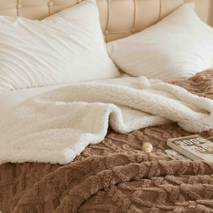Patura Cocolino Tip Tricotaj, Cu Blanita, 200x230cm, Maro-C9237