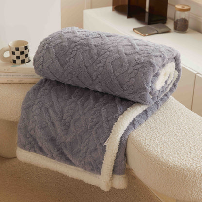 Patura Cocolino Tip Tricotaj, Cu Blanita, 200x230cm, Gri Albastrui-C9239