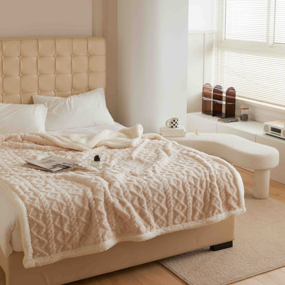 Patura Cocolino Tip Tricotaj, Cu Blanita, 200x230cm, Crem-C9235