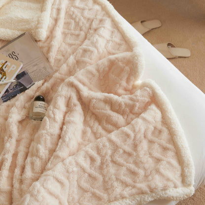 Patura Cocolino Tip Tricotaj, Cu Blanita, 200x230cm, Crem-C9235