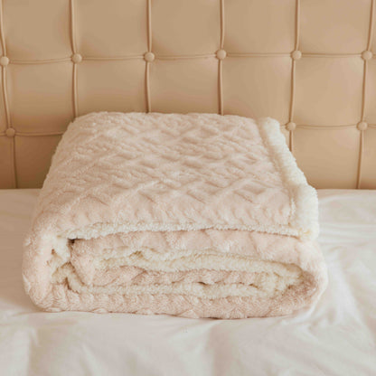 Patura Cocolino Tip Tricotaj, Cu Blanita, 200x230cm, Crem-C9235