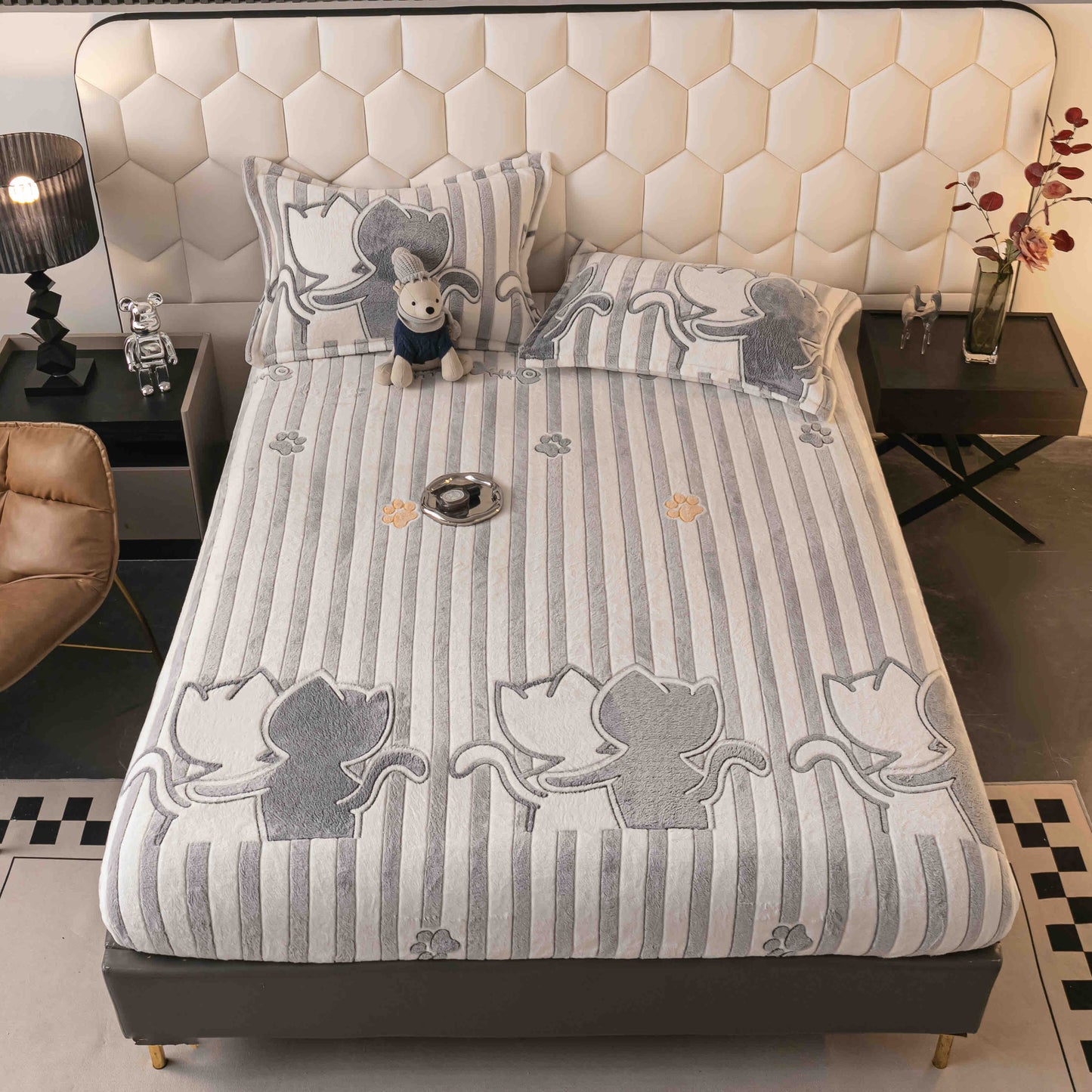 Husa Cocolino cu Elastic+2 Fete de Perna, Pisicute-C9953