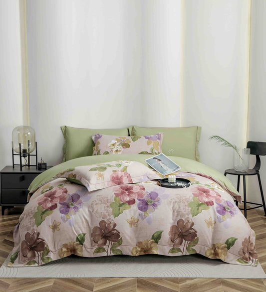 Lenjerie Premium Luxury din Finet, 6 Piese, cu Elastic, Floricele-C10780
