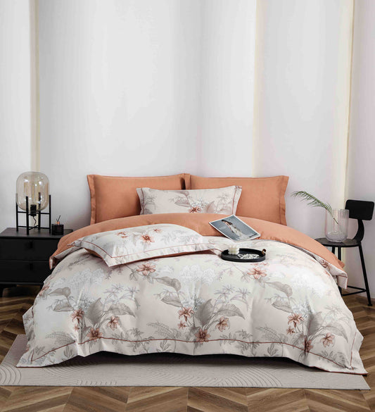 Lenjerie Premium Luxury din Finet, 6 Piese, cu Elastic, Flori/Frunze-C10774