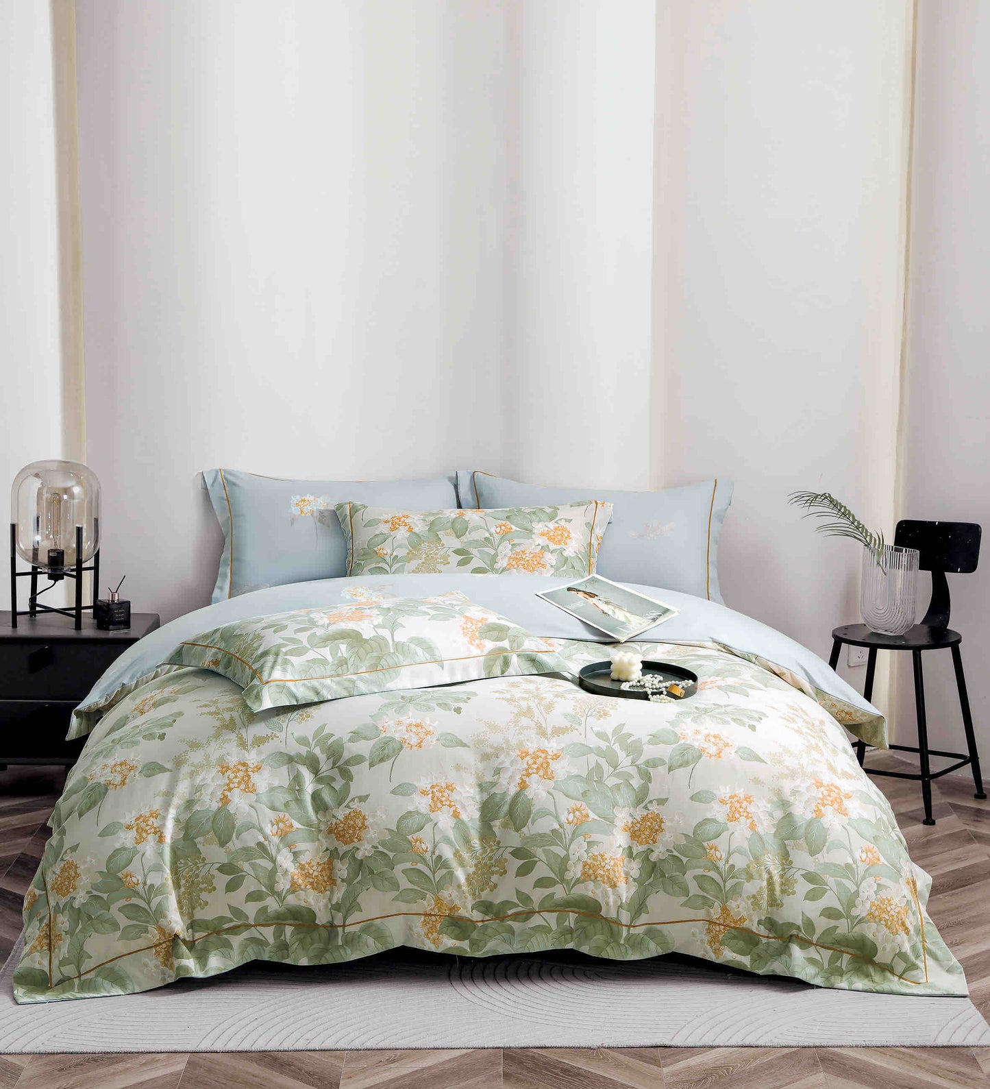 Lenjerie Premium Luxury din Finet, 6 Piese, cu Elastic, Flori-C10771