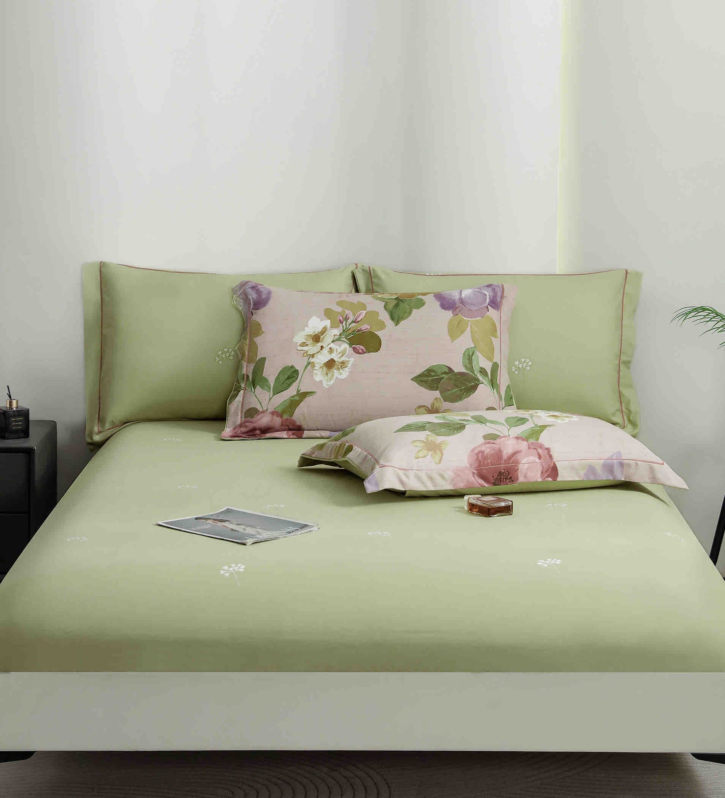 Lenjerie Premium Luxury din Finet, 6 Piese, cu Elastic, Floricele-C10780
