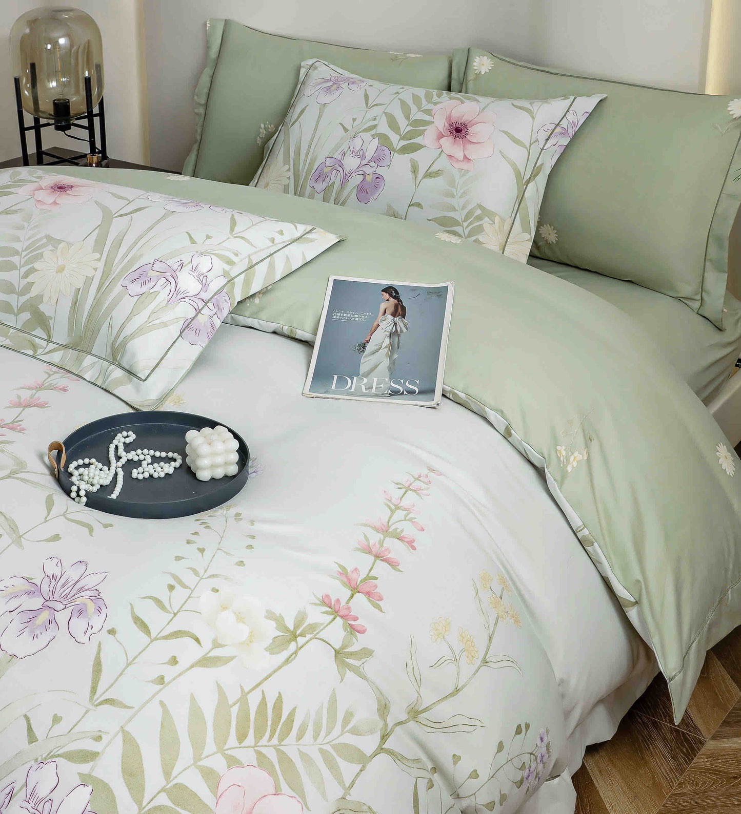 Lenjerie Premium Luxury din Finet, 6 Piese, cu Elastic, Floricele-C10778