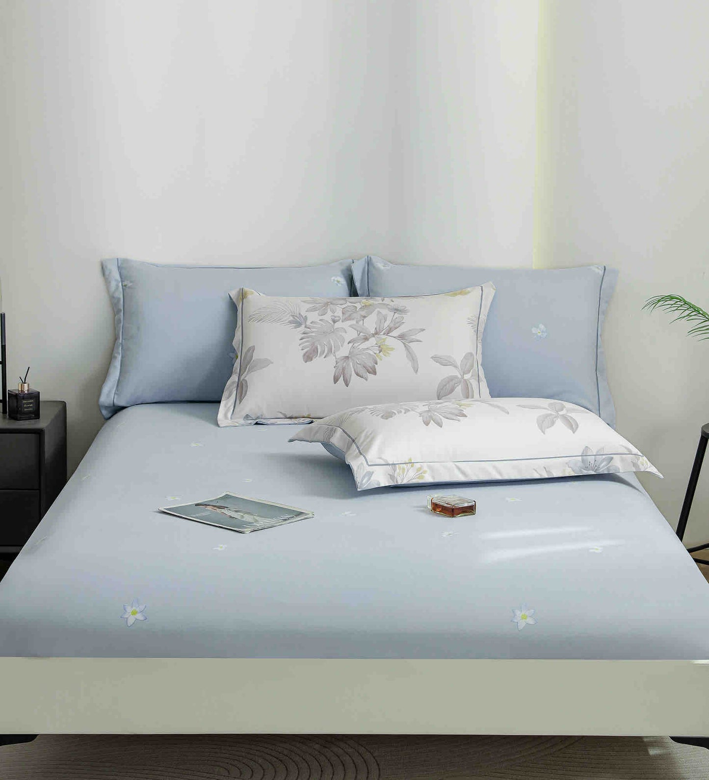 Lenjerie Premium Luxury din Finet, 6 Piese, cu Elastic, Floricele-C10777