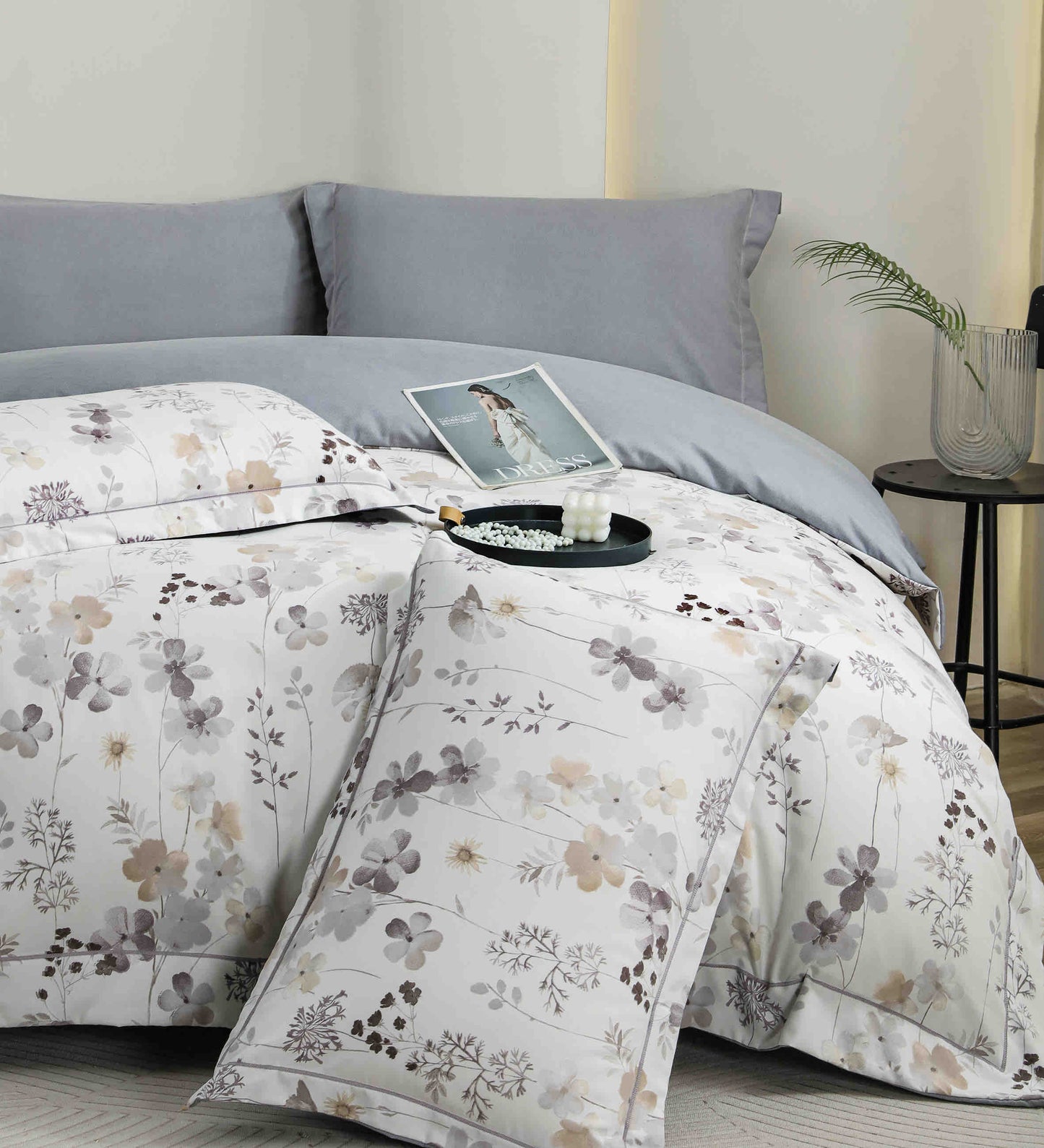 Lenjerie Premium Luxury din Finet, 6 Piese, cu Elastic, Mini Flori-C10772