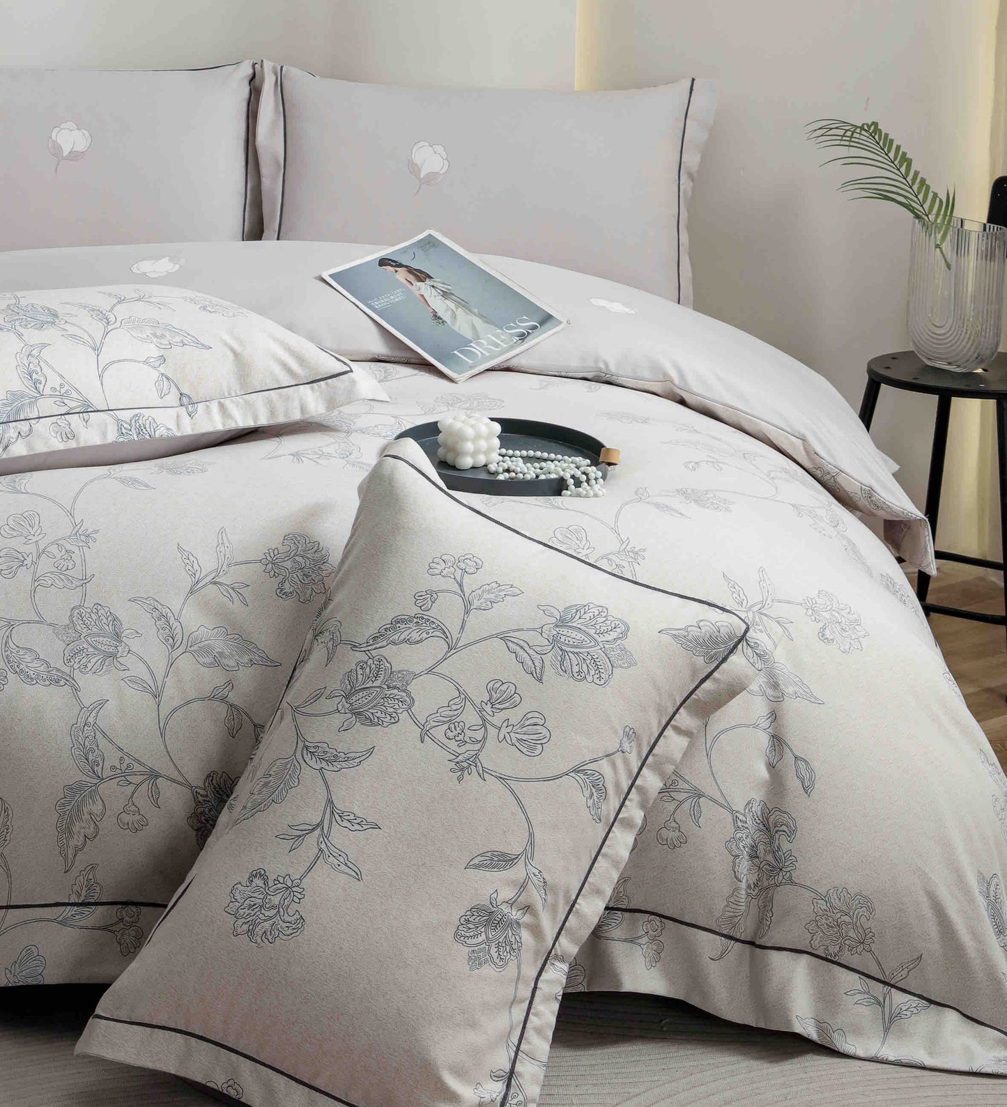 Lenjerie Premium Luxury din Finet, 6 Piese, cu Elastic, Flori-C10770