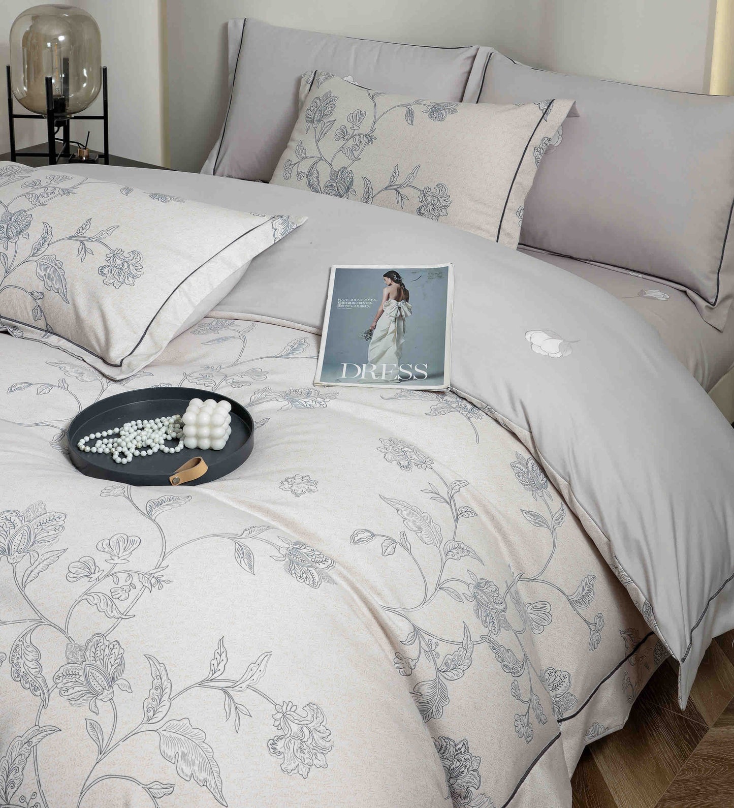 Lenjerie Premium Luxury din Finet, 6 Piese, cu Elastic, Flori-C10770
