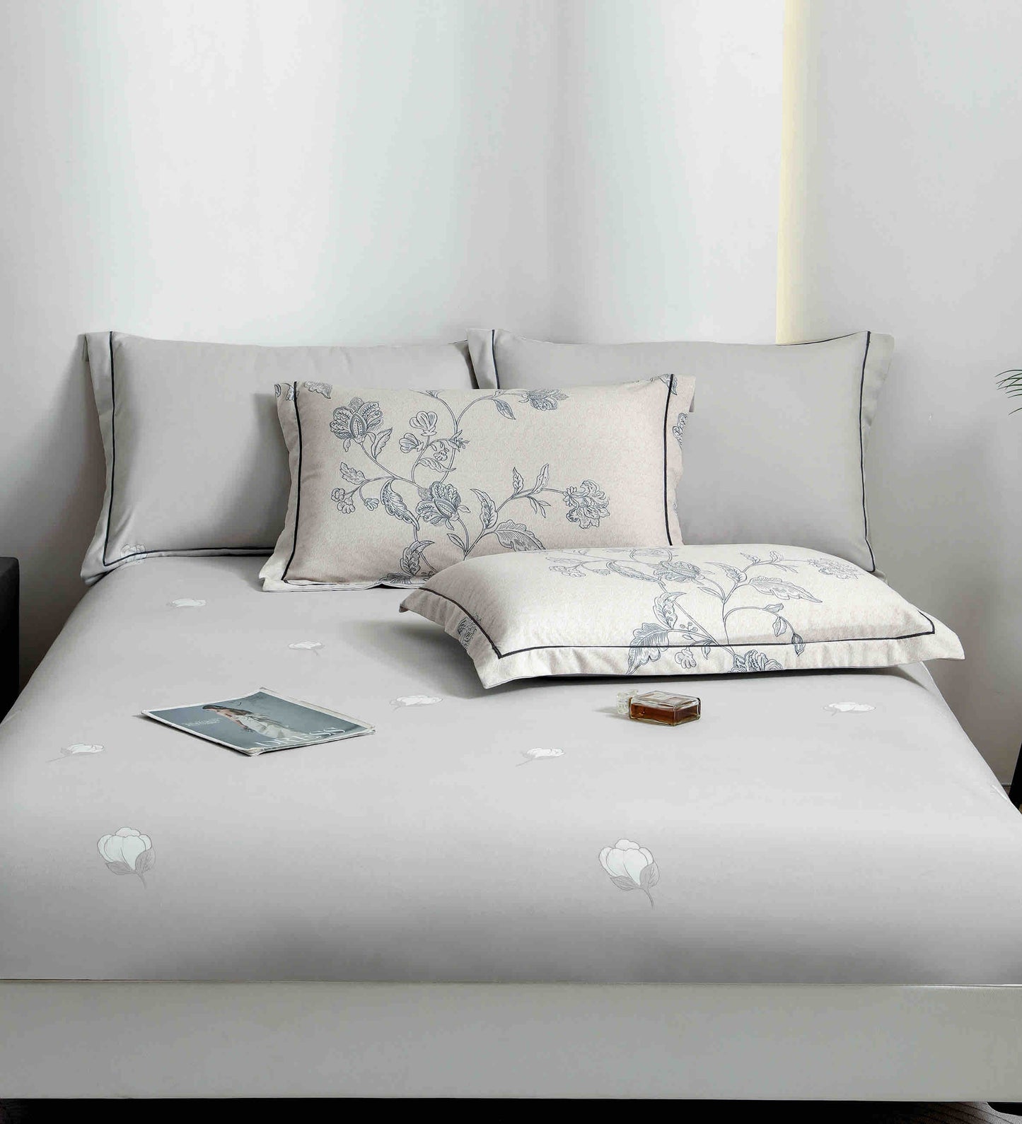 Lenjerie Premium Luxury din Finet, 6 Piese, cu Elastic, Flori-C10770