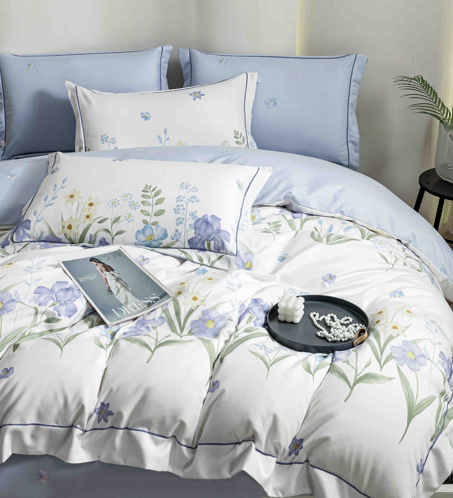 Lenjerie Premium Luxury din Finet, 6 Piese, cu Elastic, Flori-C10769