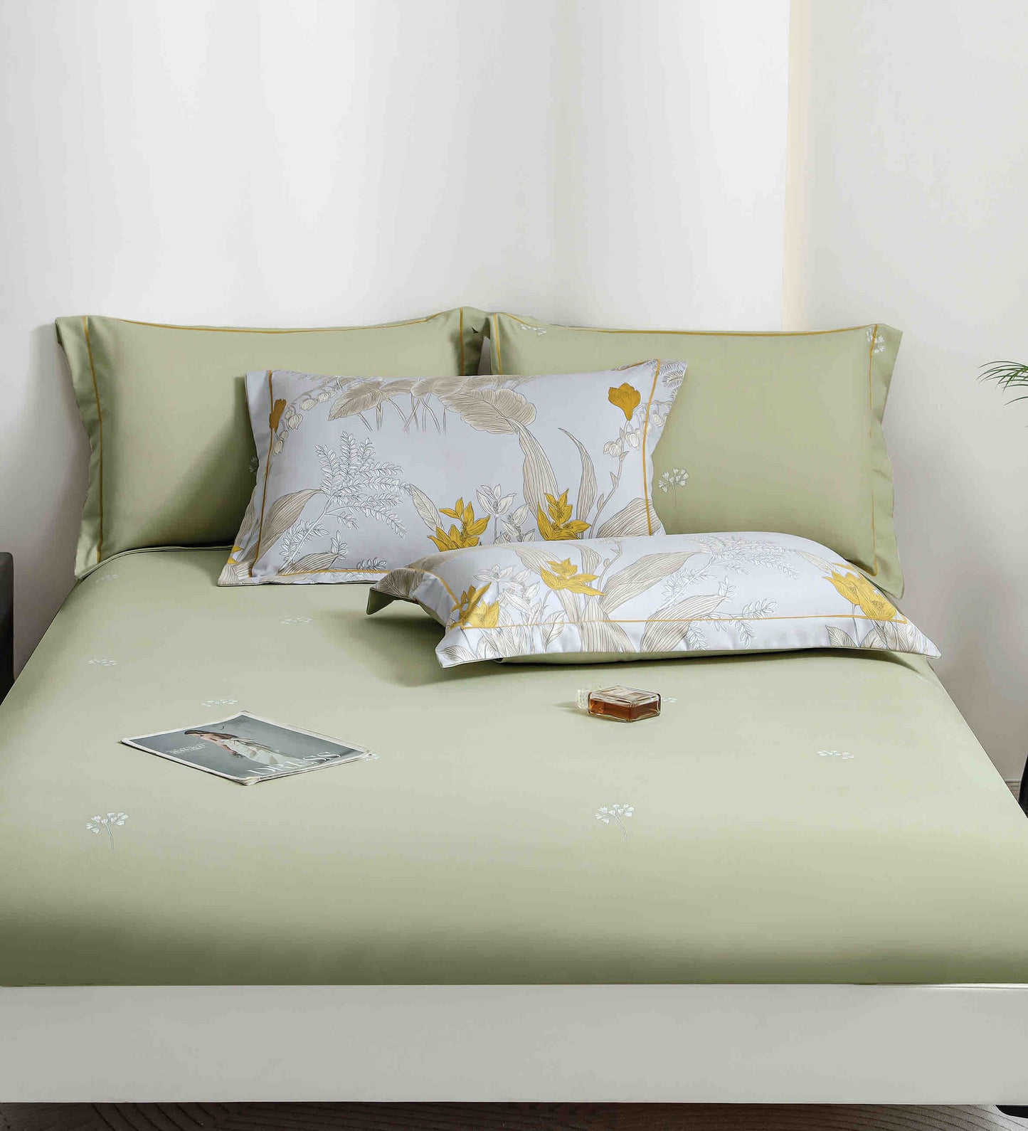 Lenjerie Premium Luxury din Finet, 6 Piese, cu Elastic, Flori-C10768