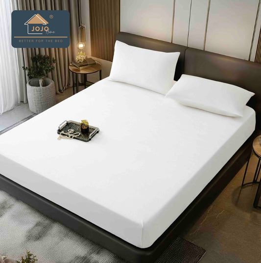 Husa de Pat cu Elastic+2 fete de perna, din Catifea, 180x200cm, Alb-C9250