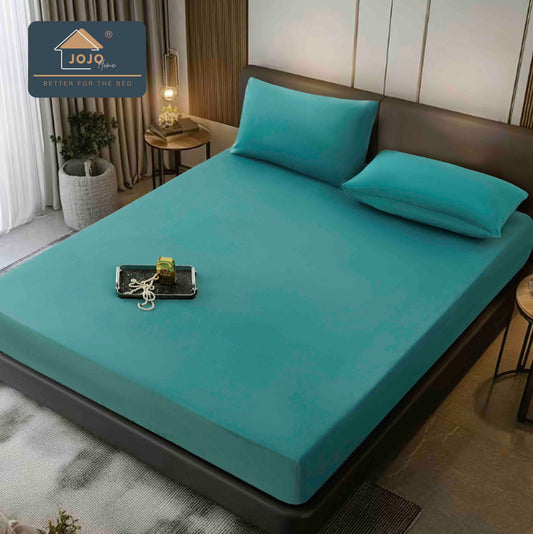 Husa de Pat cu Elastic+2 fete de perna, din Catifea, 180x200cm, Turcoaz-C9247