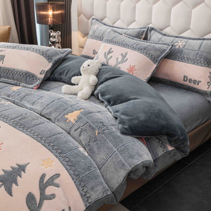 Lenjerie Cocolino 4 Piese cu Elastic, Pat Dublu, Reni-C9345