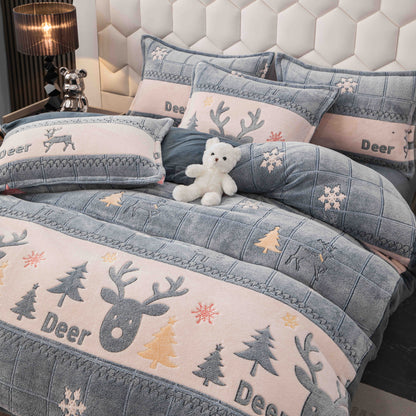 Lenjerie Cocolino 4 Piese cu Elastic, Pat Dublu, Reni-C9345