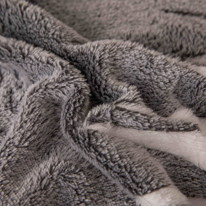 Lenjerie Cocolino 4 Piese cu Elastic, Pat Dublu, Gri/Ferigi-C9346