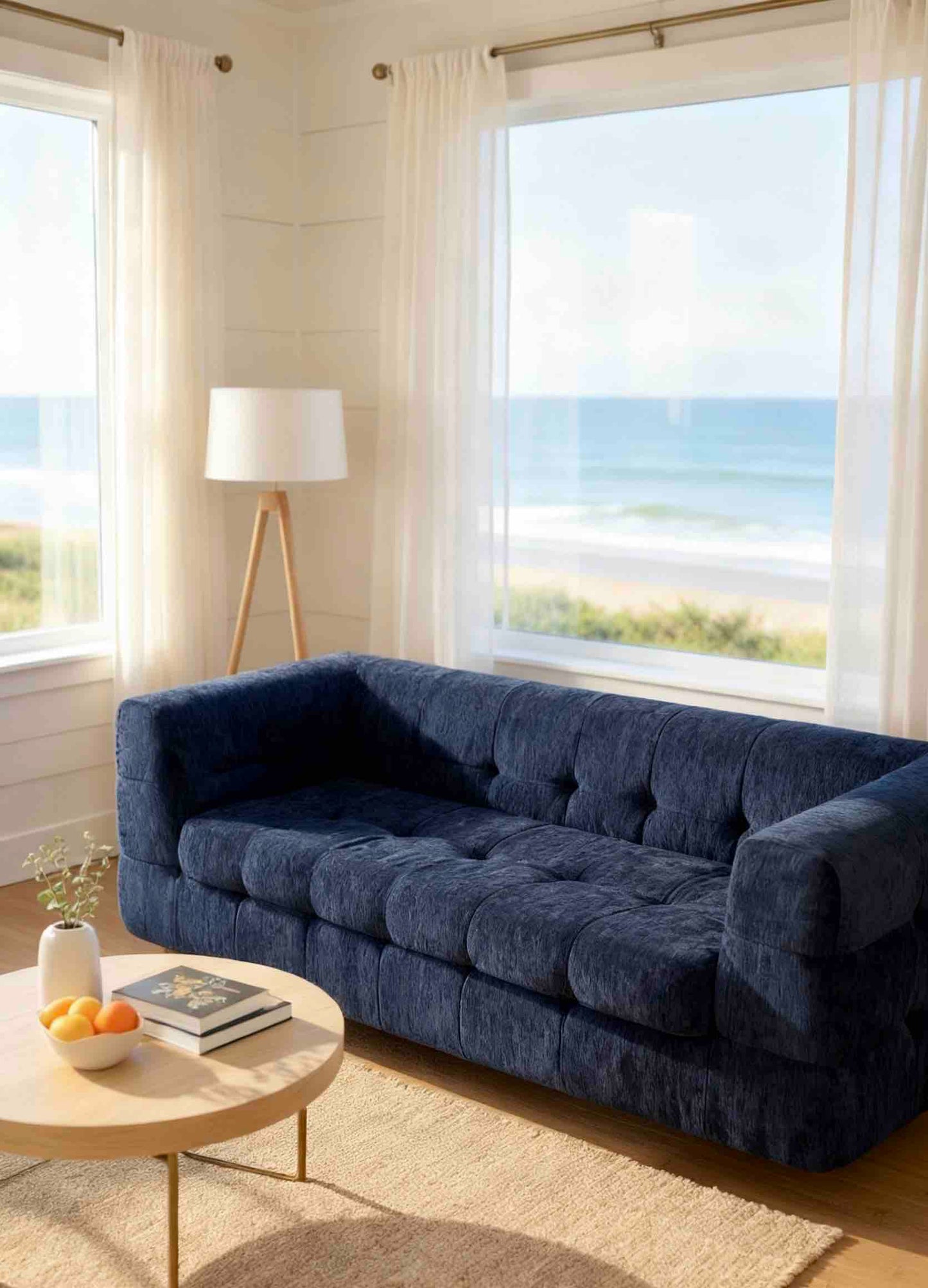 Canapea Premium Astra, cu Susținere Ergonomică HD Foam, Catifea, Bleumarin-C10002