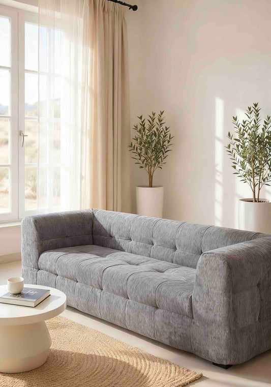 Canapea Premium Astra, cu Susținere Ergonomică HD Foam, Catifea, Gri-C10001