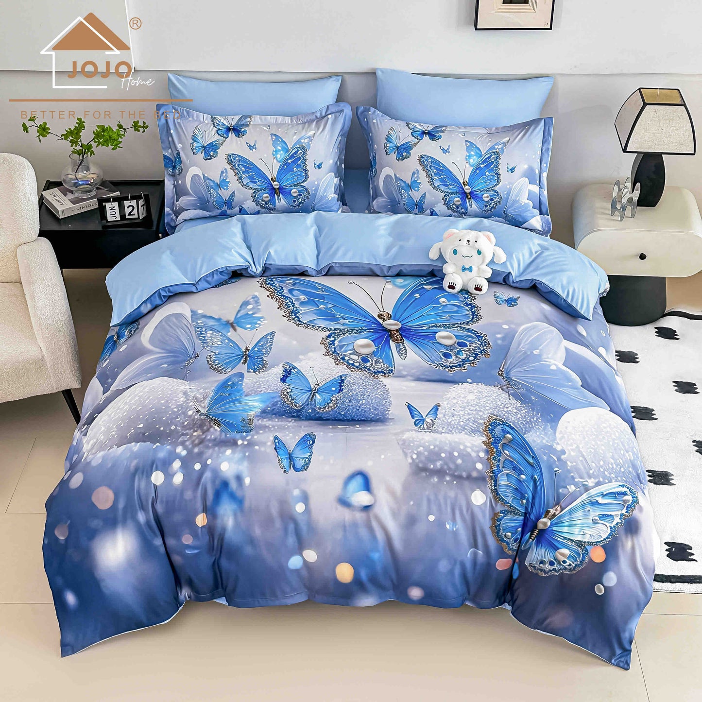 Lenjerie 5D Finet 6 Piese, cu Elastic, Imprimeu Digital Identic cu Poza, Fluturi-C9906