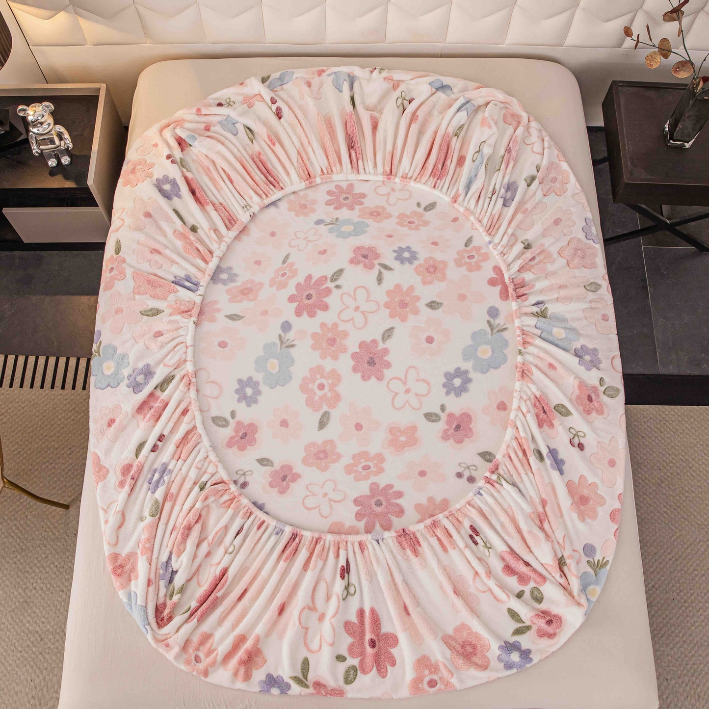 Husa Cocolino cu Elastic+2 Fete de Perna, Floricele-C9959