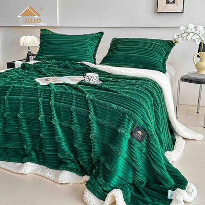 Set Patura Cocolino cu Blanita+2 Fete de Perna 50x70cm, Verde-C9917