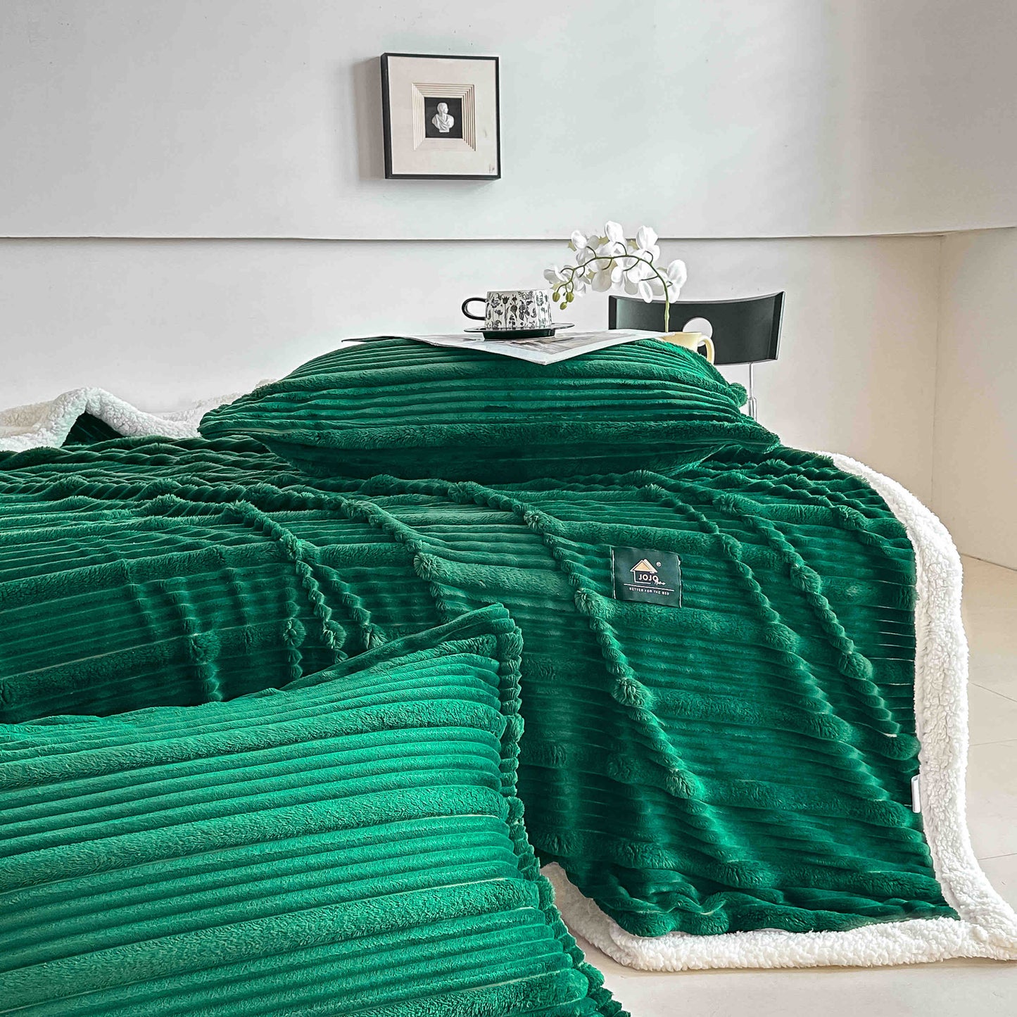 Set Patura Cocolino cu Blanita+2 Fete de Perna 50x70cm, Verde-C9917