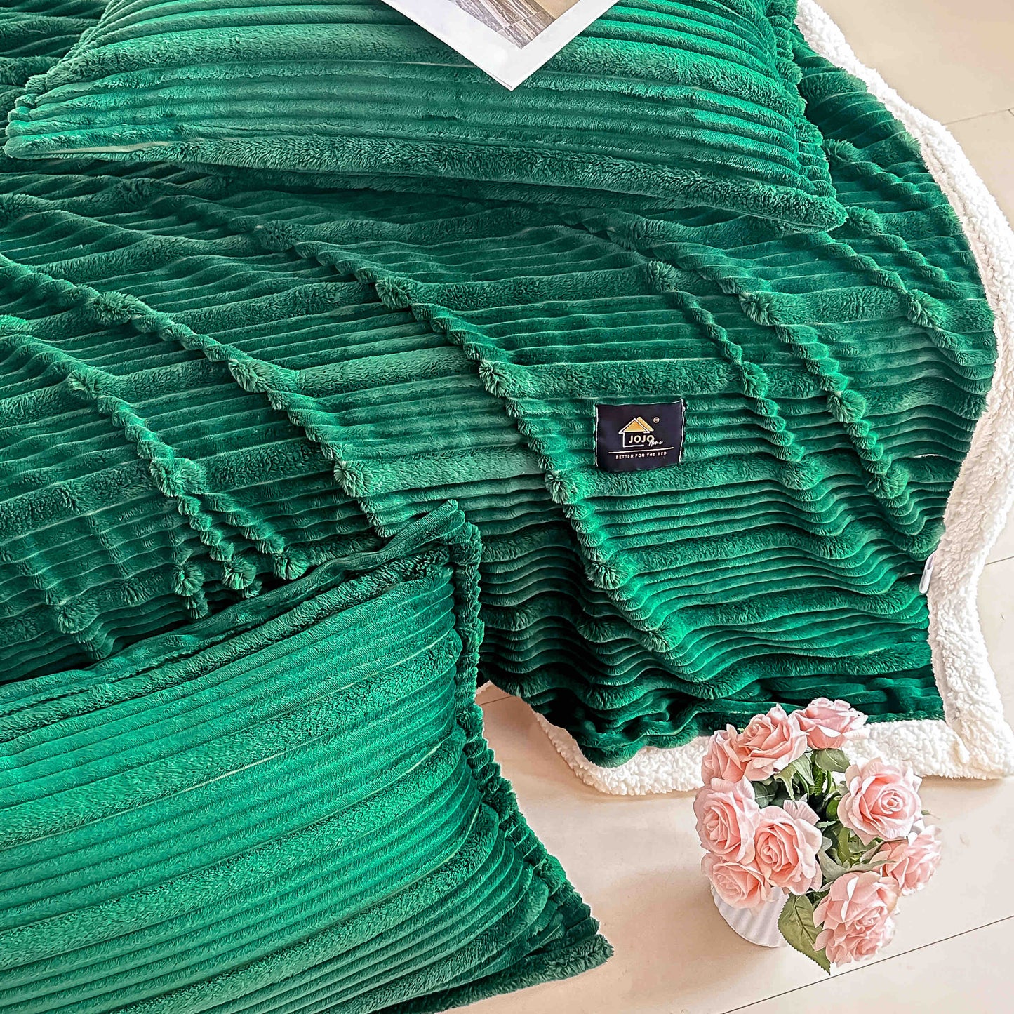 Set Patura Cocolino cu Blanita+2 Fete de Perna 50x70cm, Verde-C9917