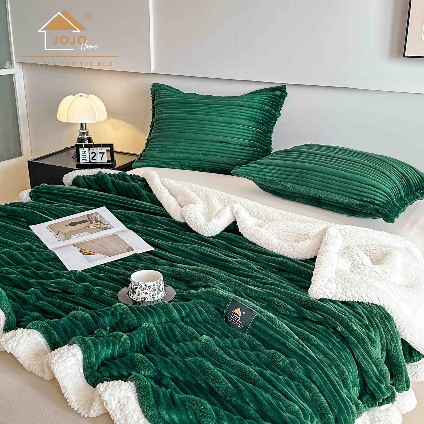 Set Patura Cocolino cu Blanita+2 Fete de Perna 50x70cm, Verde-C9917