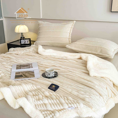 Set Patura Cocolino cu Blanita+2 Fete de Perna 50x70cm, Crem-C9919